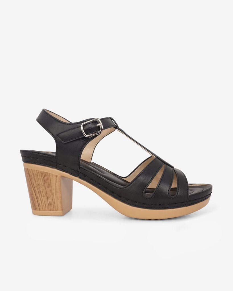 Sandal Cao Gót Hạnh Dung Quai Ngang Khoét Nối T-Strap HD0313AC