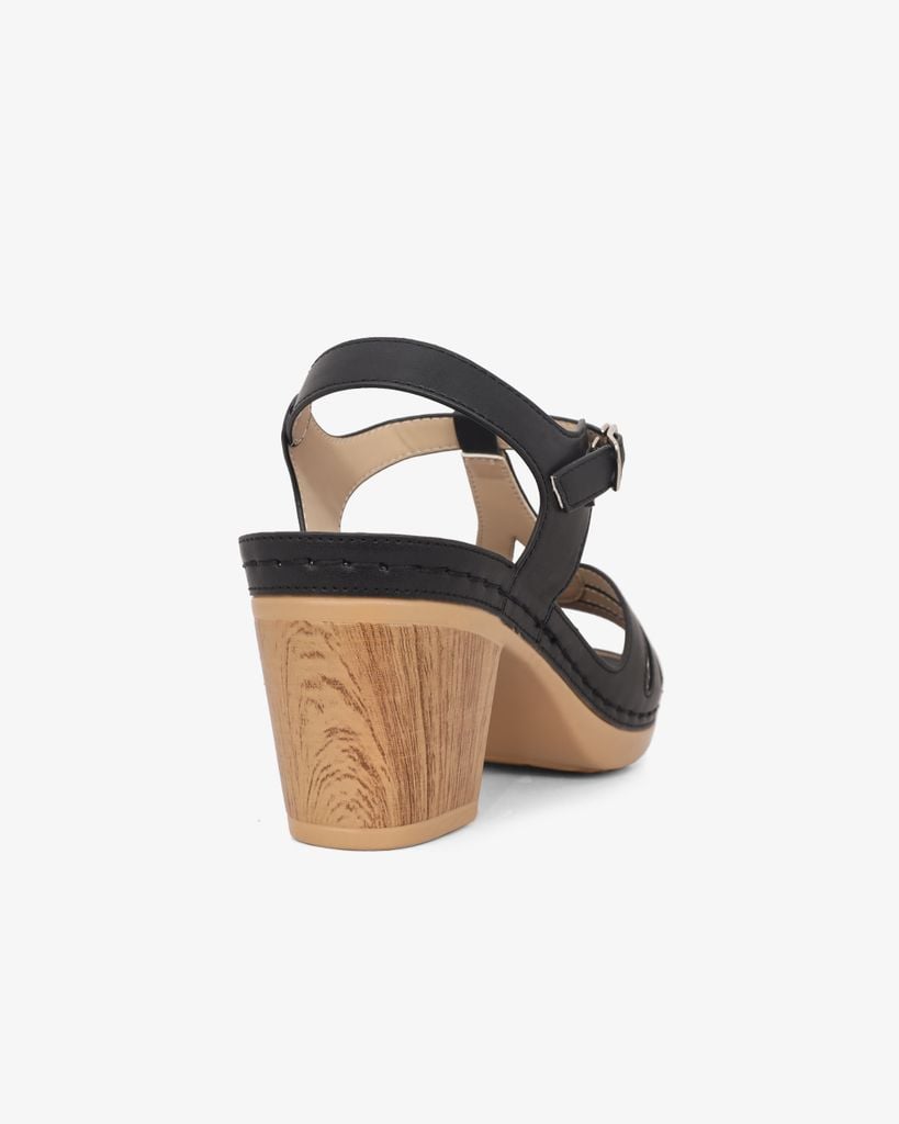 Sandal Cao Gót Hạnh Dung Quai Ngang Khoét Nối T-Strap HD0313AC