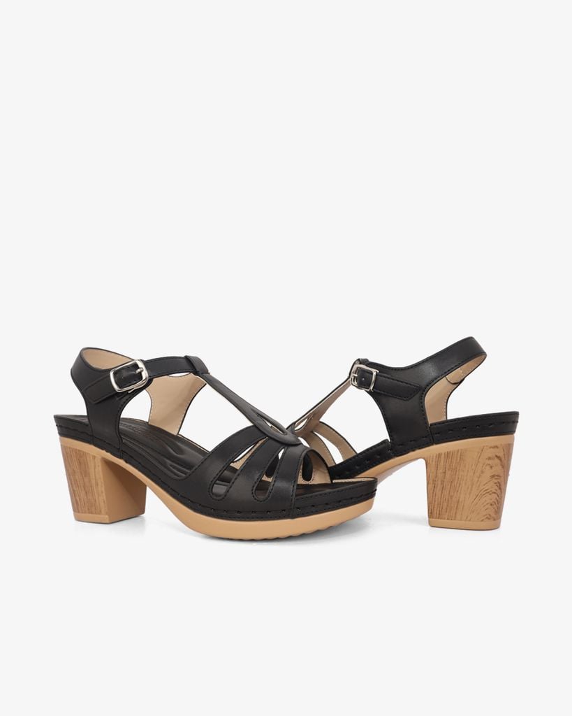 Sandal Cao Gót Hạnh Dung Quai Ngang Khoét Nối T-Strap HD0313AC