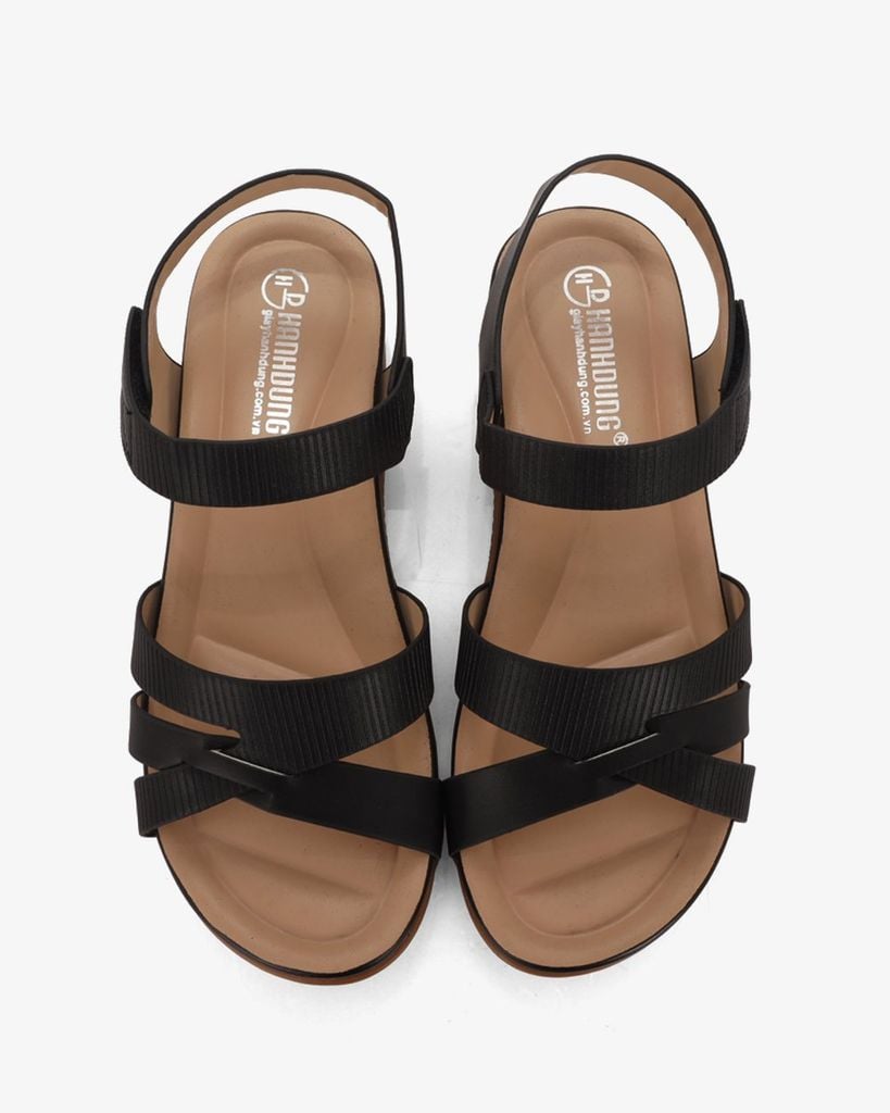 Sandal Đế Xuồng Hạnh Dung Quai Chéo Sọc Vân HD0315AC