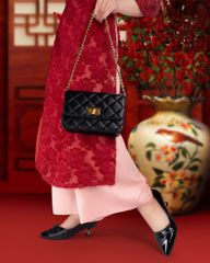 Giày Cao Gót Hạnh Dung Mũi Nhọn Hoa Hồng HD041000AD