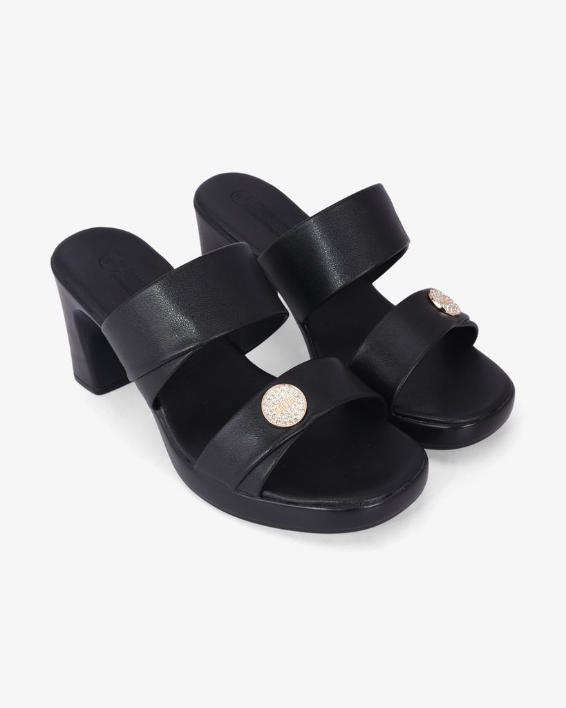 Dép Cao Gót Hạnh Dung Hai Quai Ngang Khóa Miu HD041024AD