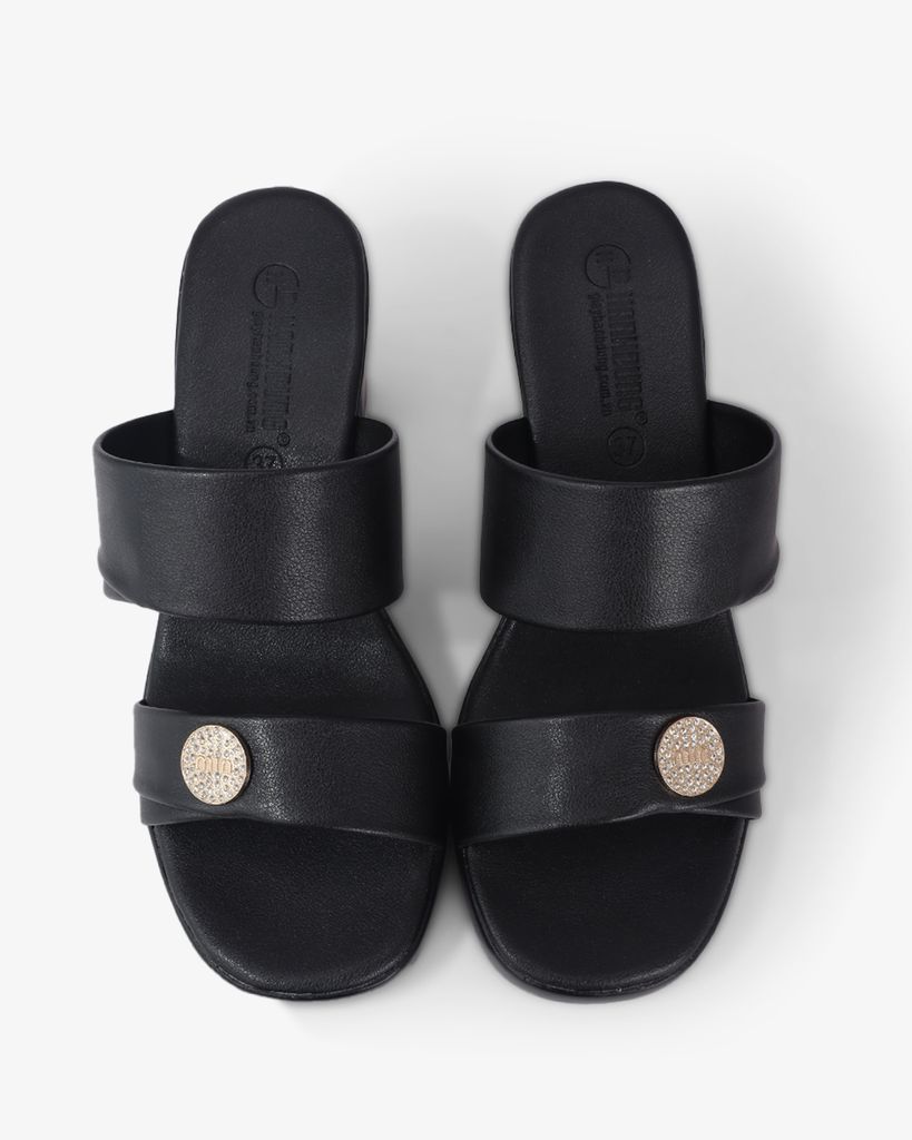 Dép Cao Gót Hạnh Dung Hai Quai Ngang Khóa Miu HD041024AD