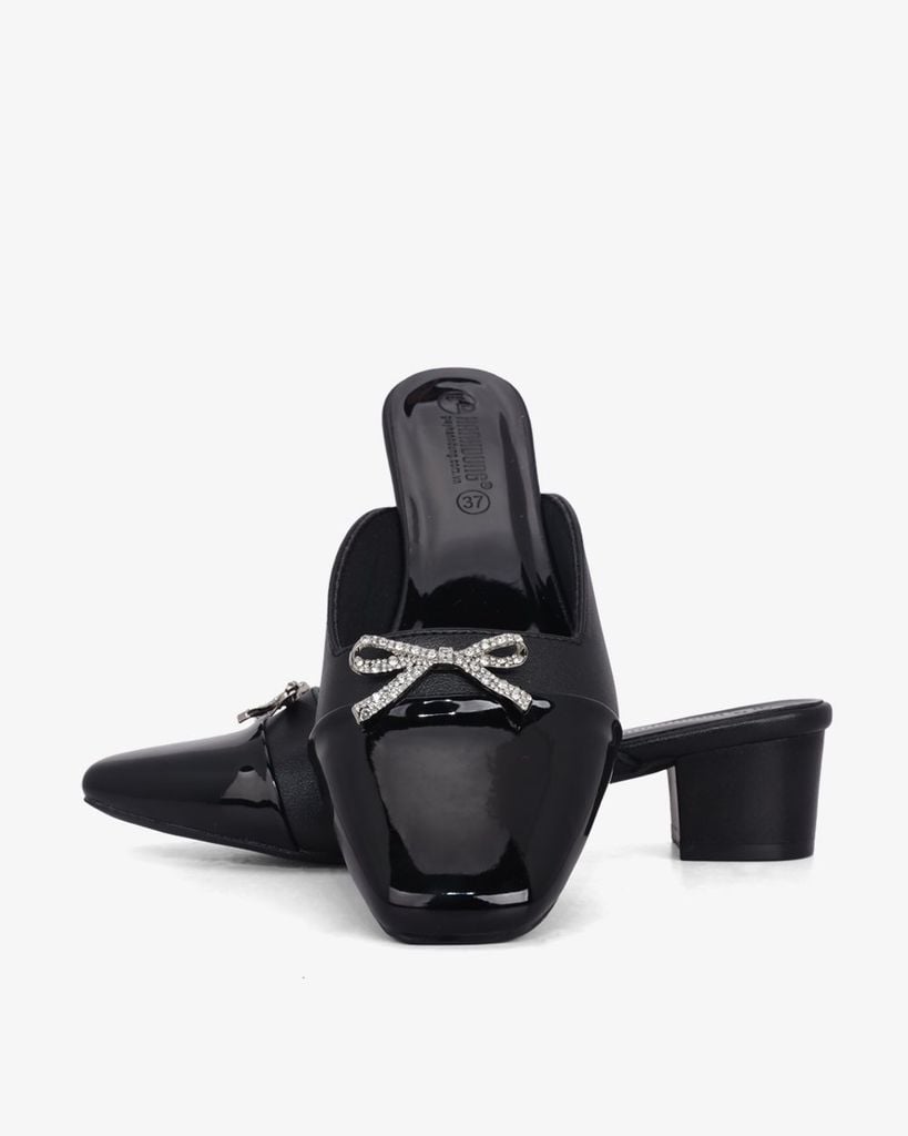 Dép Bít Mũi Hạnh Dung Khóa Nơ Xoàn Bóng HD041025AD