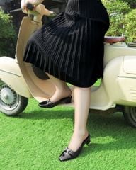 Dép Bít Mũi Hạnh Dung Khóa Nơ Xoàn Bóng HD041025AD