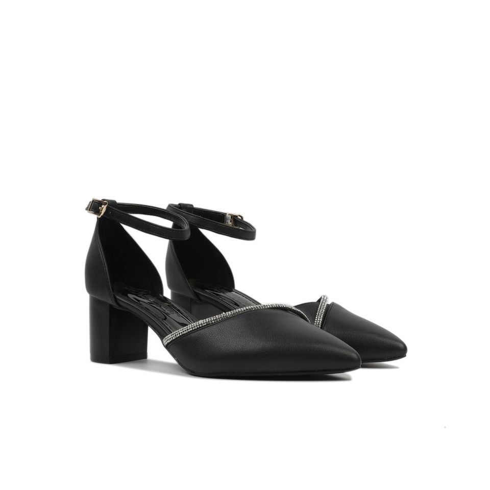 Sandal Cao Gót Hạnh Dung Mũi Nhọn Đính Đá Bít Hậu HD04633AD