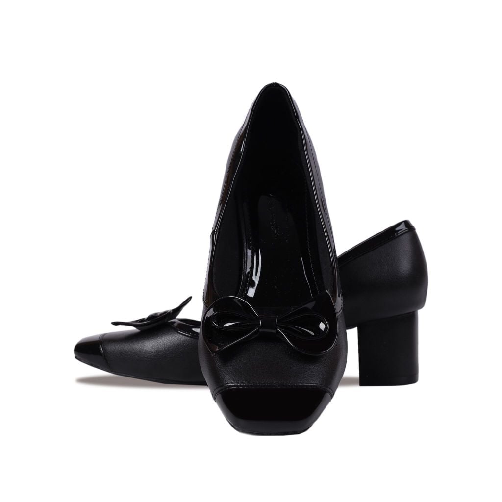 Giày Cao Gót Hạnh Dung Bít Mũi Phối Nơ Xinh Xắn HD04866AD