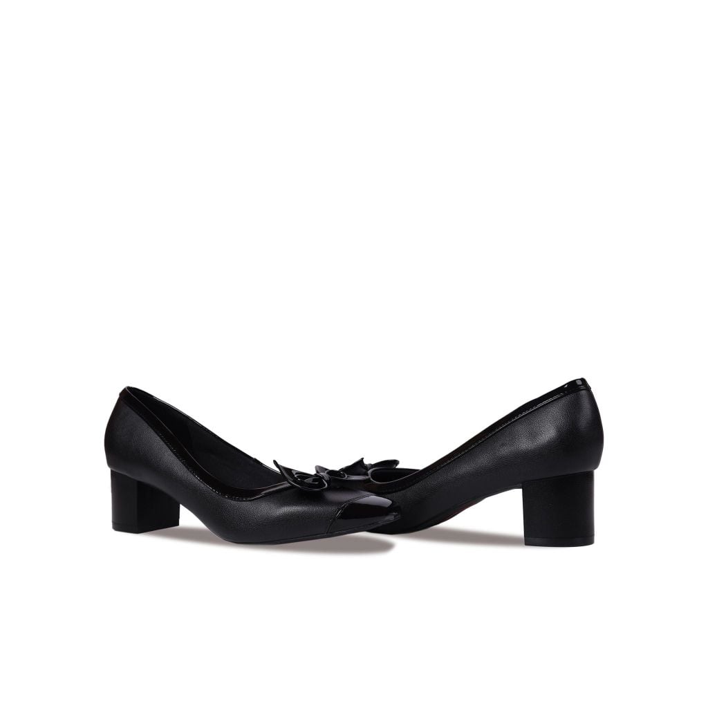 Giày Cao Gót Hạnh Dung Bít Mũi Phối Nơ Xinh Xắn HD04866AD