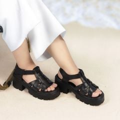 Sandal Cao Gót Hạnh Dung Quai T-Strap Cách Điệu HD04871AD