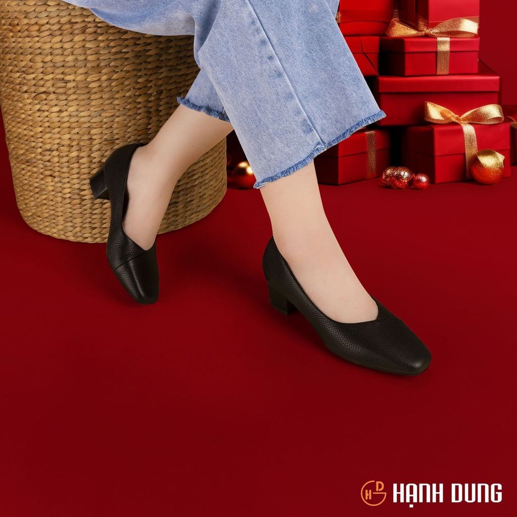 Giày Cao Gót Hạnh Dung Đế Vuông Trơn Đắp HD04889AD
