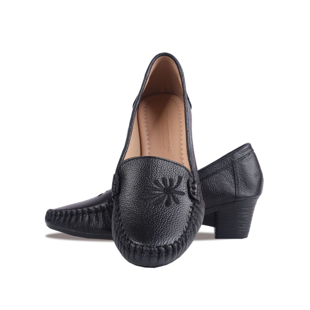 Giày Cao Gót Hạnh Dung Họa Tiết Thêu Lá HD04914AD