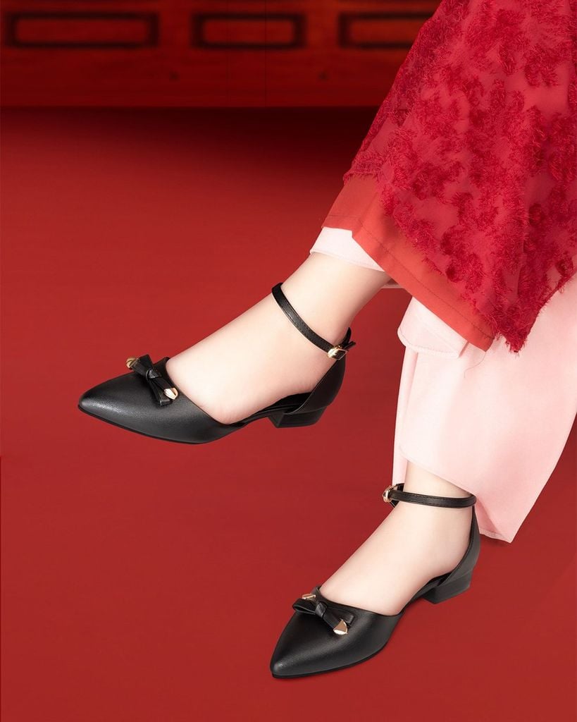 Giày Sandal Hạnh Dung Bít Mũi Nơ HD04949AD