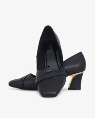 Giày Cao Gót Hạnh Dung Mũi Vuông Gót Viền Vàng HD04988AD