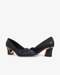 Giày Cao Gót Hạnh Dung Mũi Vuông Gót Viền Vàng HD04988AD