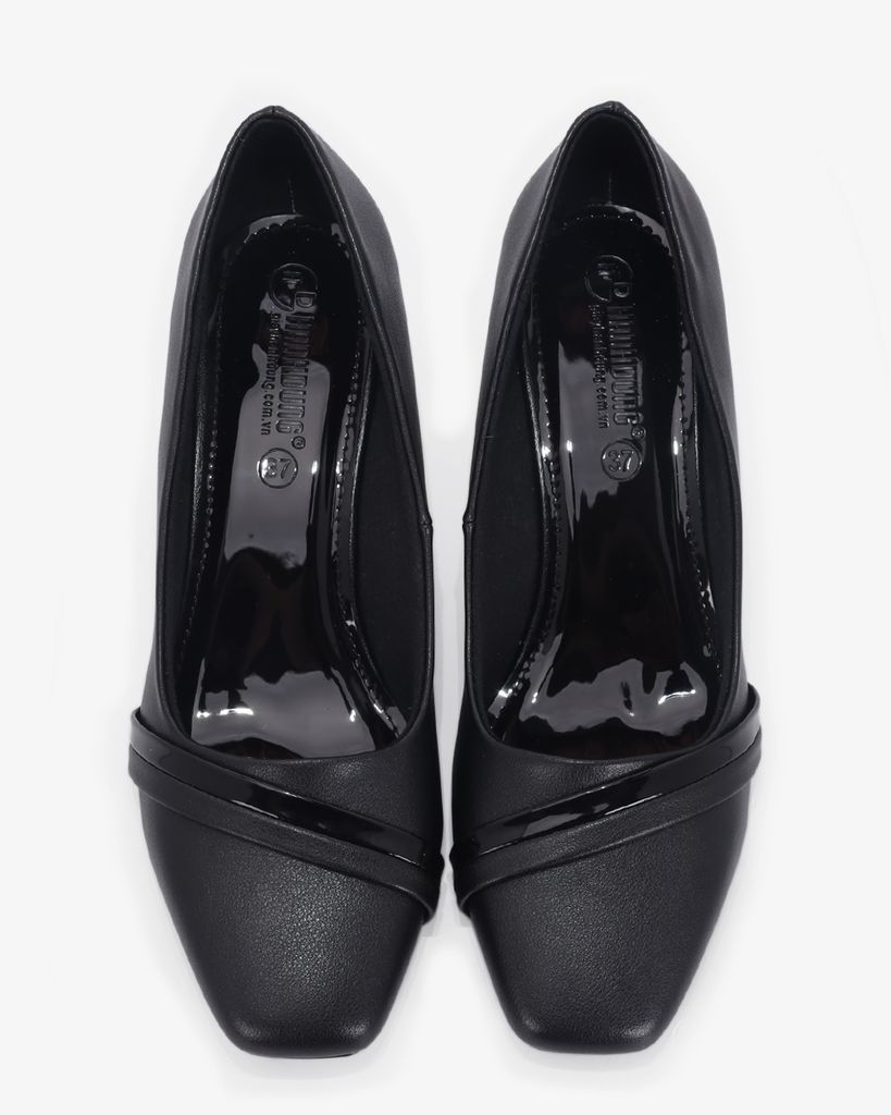 Giày Cao Gót Hạnh Dung Mũi Vuông Gót Viền Vàng HD04988AD