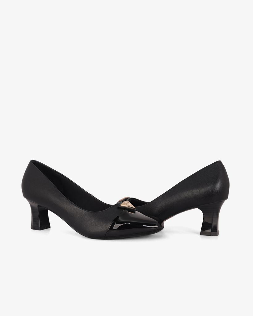 Giày Cao Gót Hạnh Dung Mũi Vuông Phối Si Bóng HD04996AD