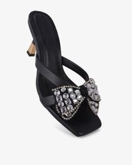 Dép Cao Gót Hạnh Dung Gót Nhọn Nơ Đính Đá HD0904AS