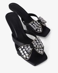 Dép Cao Gót Hạnh Dung Gót Nhọn Nơ Đính Đá HD0904AS