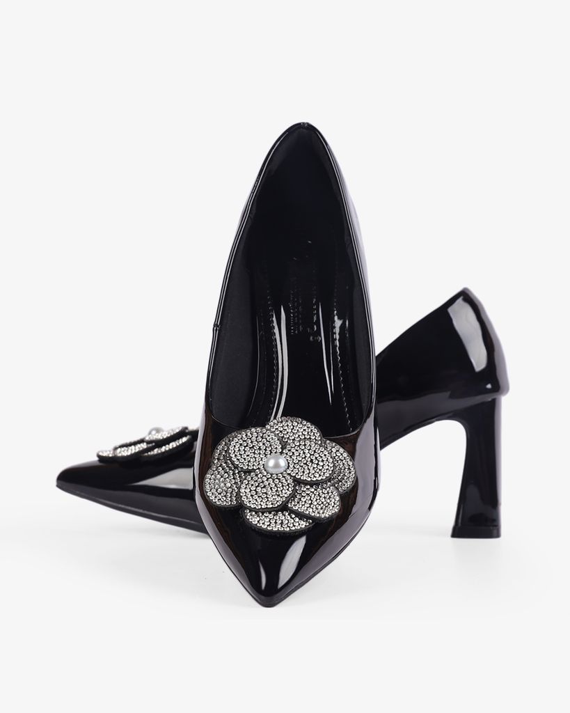 Giày Cao Gót Hạnh Dung Họa Tiết Nơ Sang Trọng HD0905AS