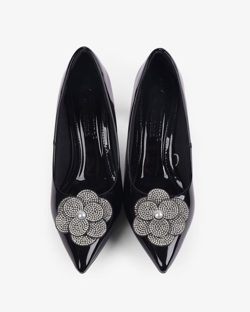 Giày Cao Gót Hạnh Dung Họa Tiết Nơ Sang Trọng HD0905AS