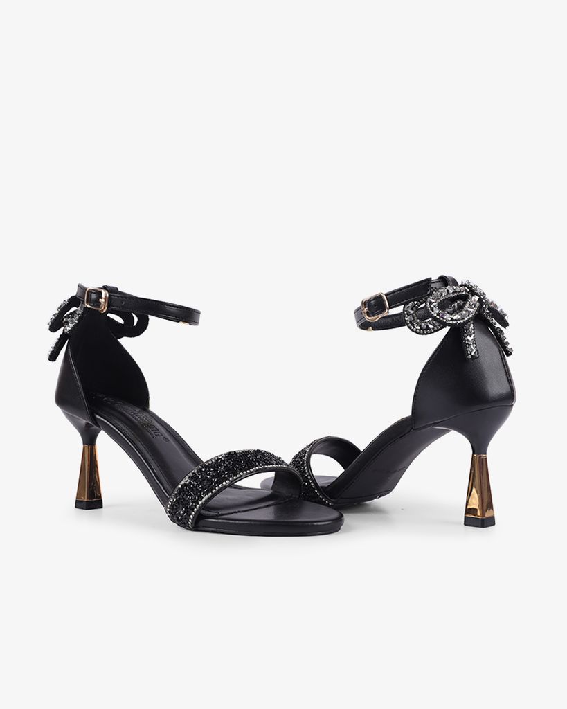 Sandal Cao Gót Hạnh Dung Bít Hậu Nơ Xoàn HD1111AV