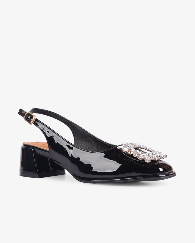 Sandal Cao Gót Hạnh Dung Mũi Vuông Đính Đá HD1112AV