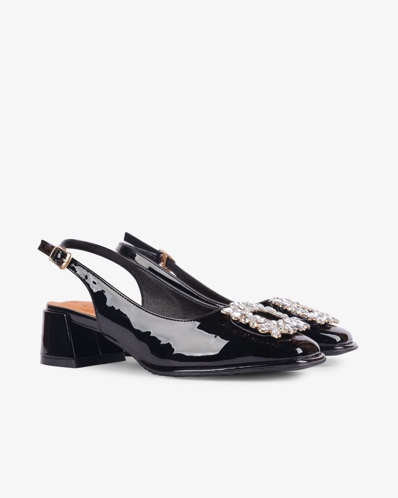 Sandal Cao Gót Hạnh Dung Mũi Vuông Đính Đá HD1112AV