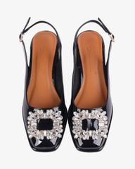 Sandal Cao Gót Hạnh Dung Mũi Vuông Đính Đá HD1112AV