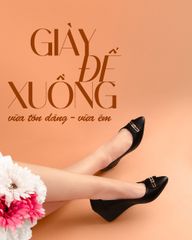 Giày Đế Xuồng Hạnh Dung Mũi Nhọn Khóa Vuông HD1123AV