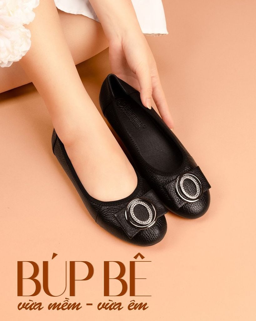 Giày Búp Bê Hạnh Dung Nơ Khóa Tròn HD1132AV