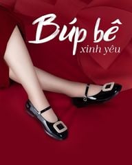Giày Búp Bê Hạnh Dung Khóa Vuông Xoàn HD1141AV