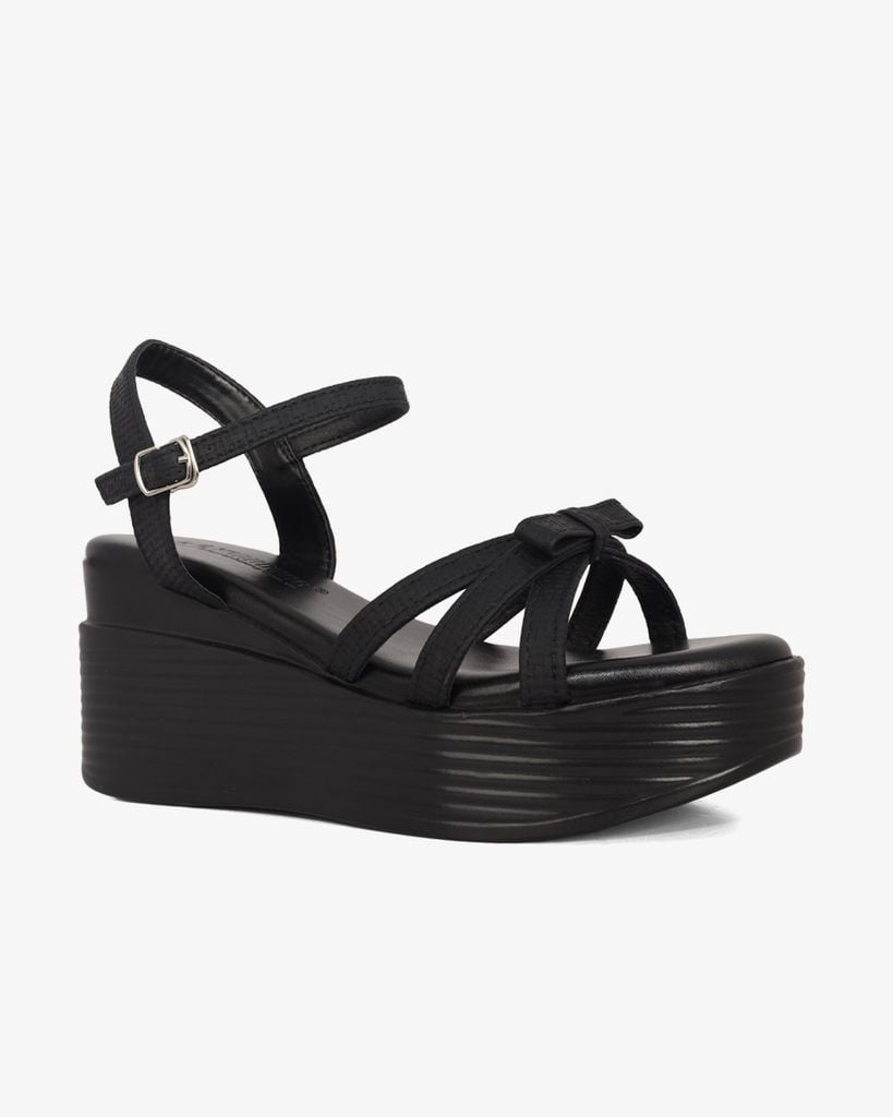 Sandal Đế Xuồng Hạnh Dung Quai Nơ Họa Tiết Vân HD1166AV