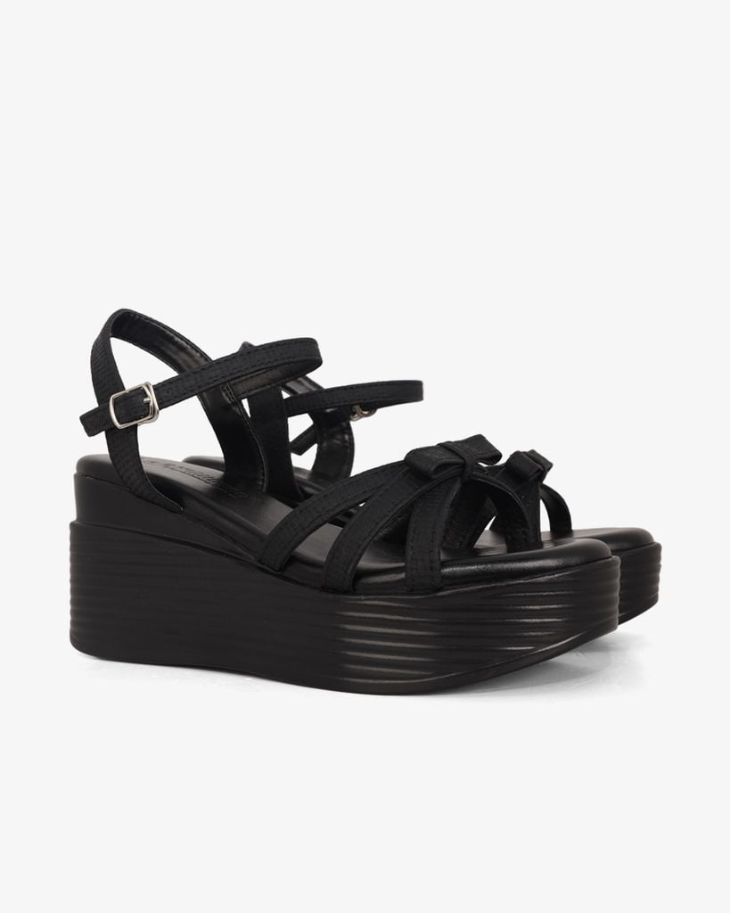 Sandal Đế Xuồng Hạnh Dung Quai Nơ Họa Tiết Vân HD1166AV