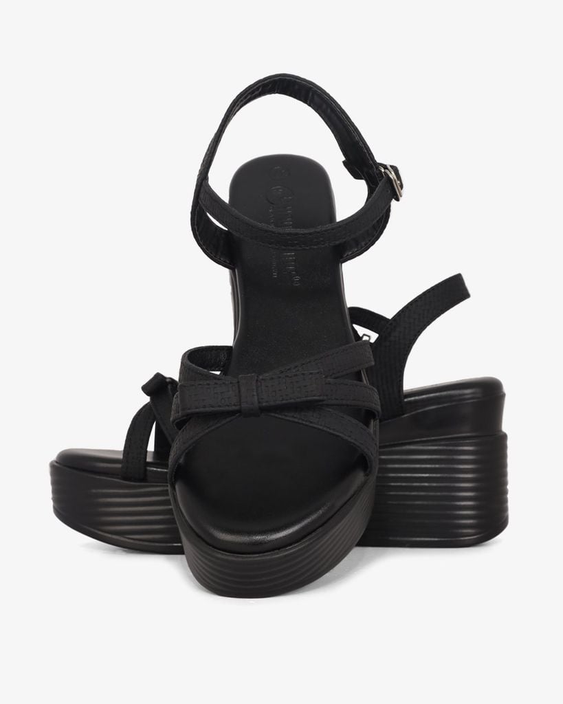 Sandal Đế Xuồng Hạnh Dung Quai Nơ Họa Tiết Vân HD1166AV