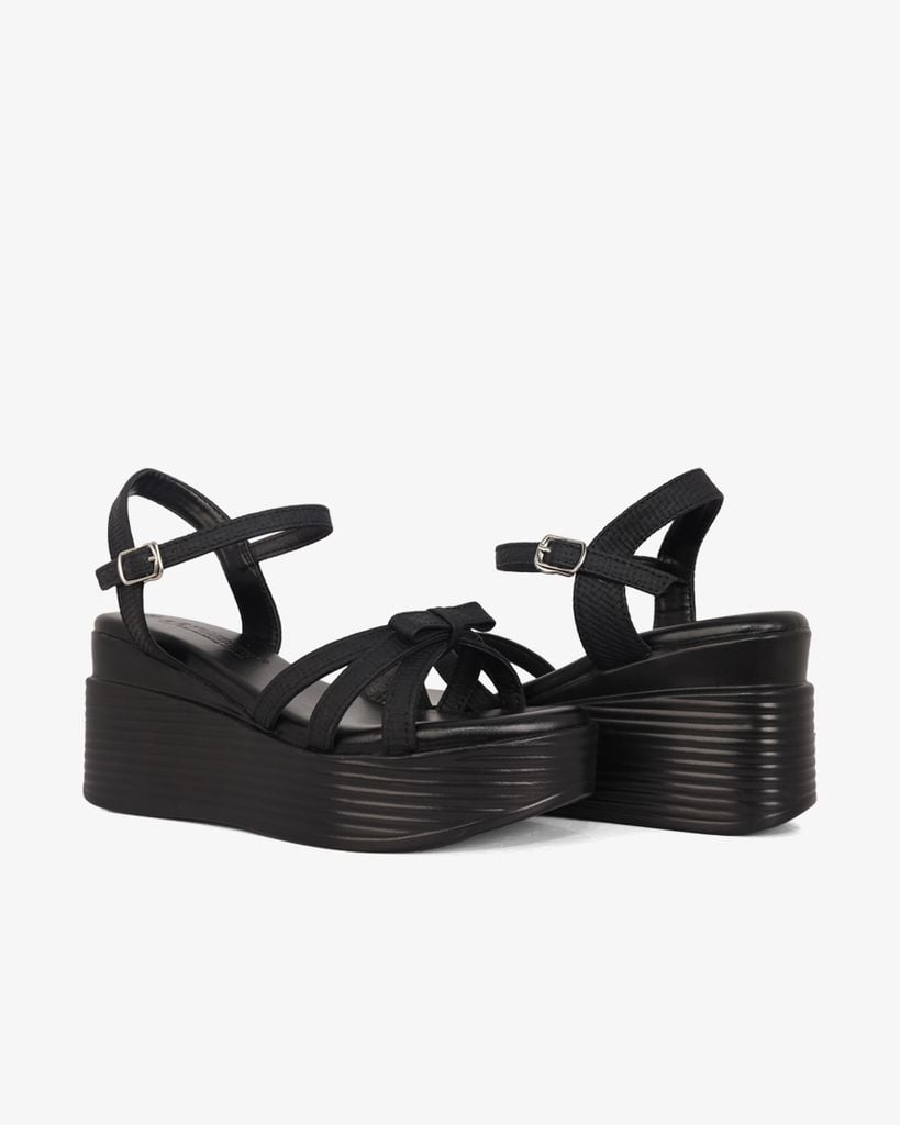 Sandal Đế Xuồng Hạnh Dung Quai Nơ Họa Tiết Vân HD1166AV