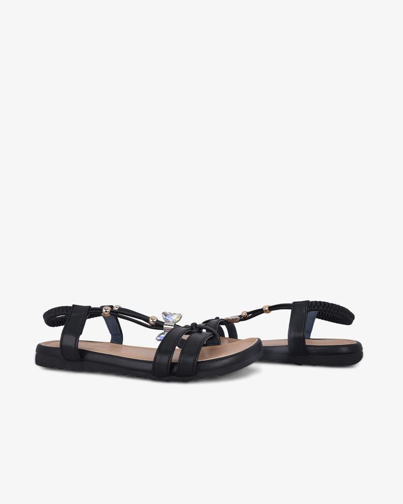 Sandal Xẹp Hạnh Dung Quai Chữ T Đính Bướm Pha Lê HD1178AV