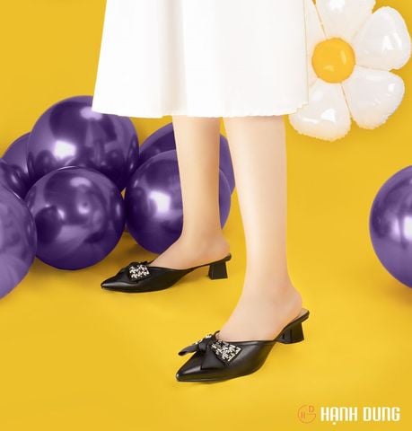 Dép Bít Mũi Hạnh Dung Nơ Kim Sa HD12226AM