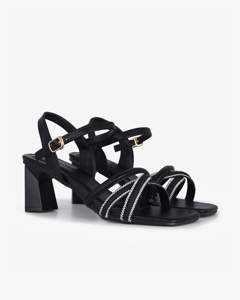 Sandal Cao Gót Hạnh Dung Quai Mảnh Đan Chéo HD12274AM