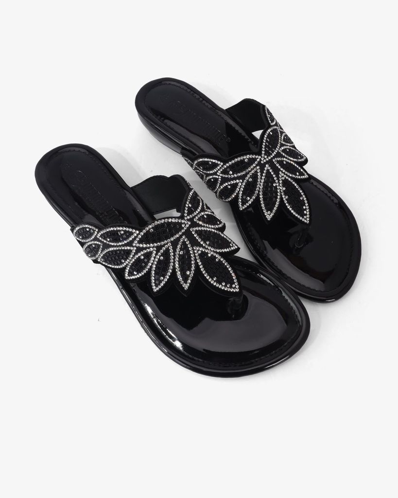 Dép Đế Xuồng Hạnh Dung Kẹp Xỏ Ngón Khóa Pha Lê HD12279AM