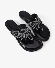 Dép Đế Xuồng Hạnh Dung Kẹp Xỏ Ngón Khóa Pha Lê HD12279AM