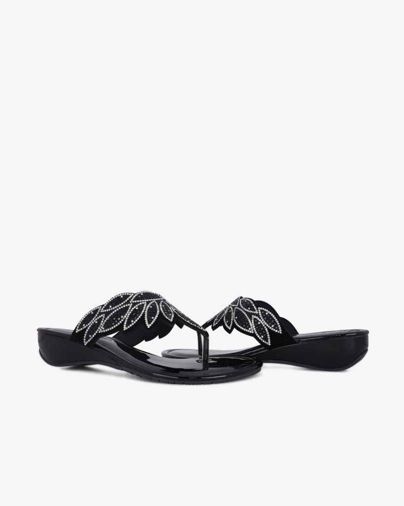 Dép Đế Xuồng Hạnh Dung Kẹp Xỏ Ngón Khóa Pha Lê HD12279AM