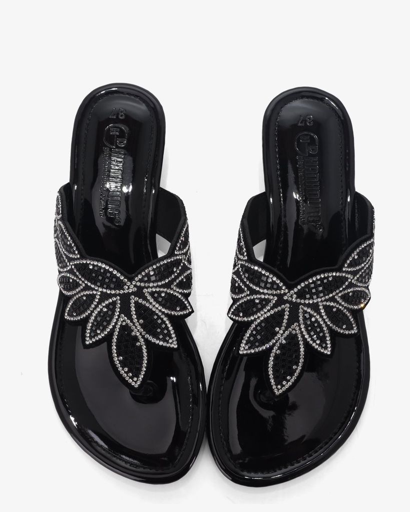 Dép Đế Xuồng Hạnh Dung Kẹp Xỏ Ngón Khóa Pha Lê HD12279AM