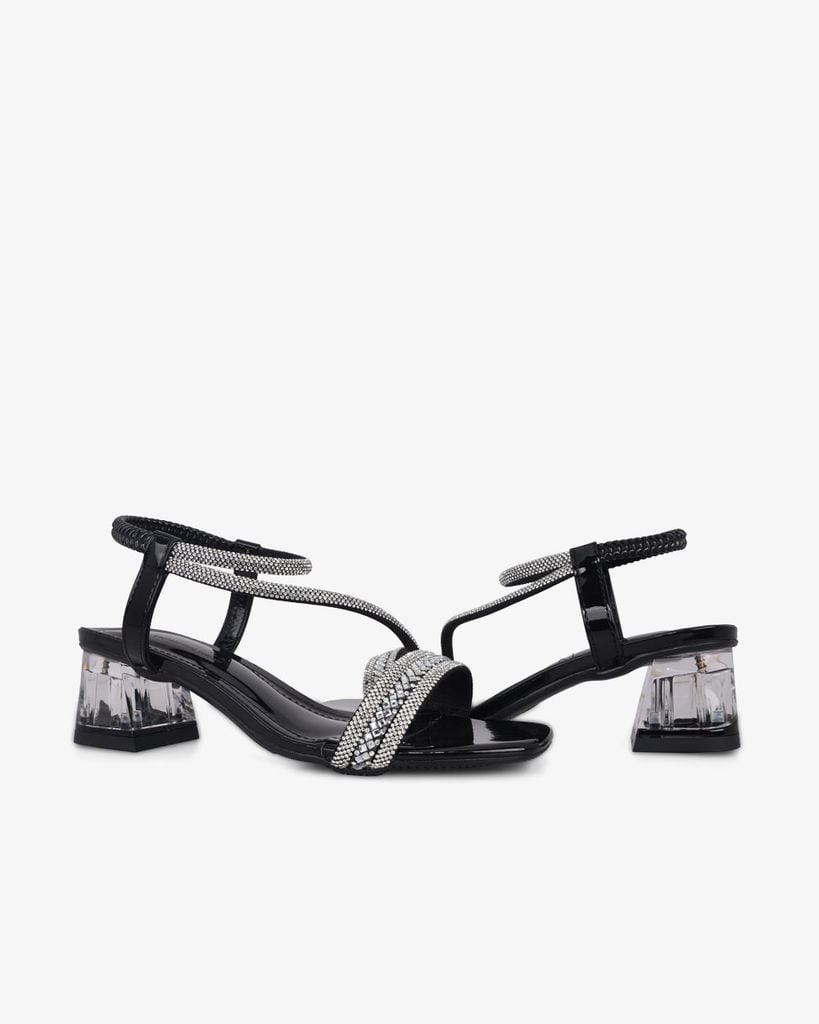 Sandal Cao Gót Hạnh Dung Đính Đá Nhiều Quai Chéo HD12282AM