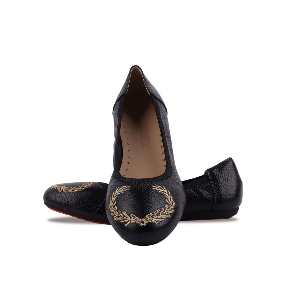 Giày Búp Bê Hạnh Dung Thêu Nguyệt Quế HD2221AX