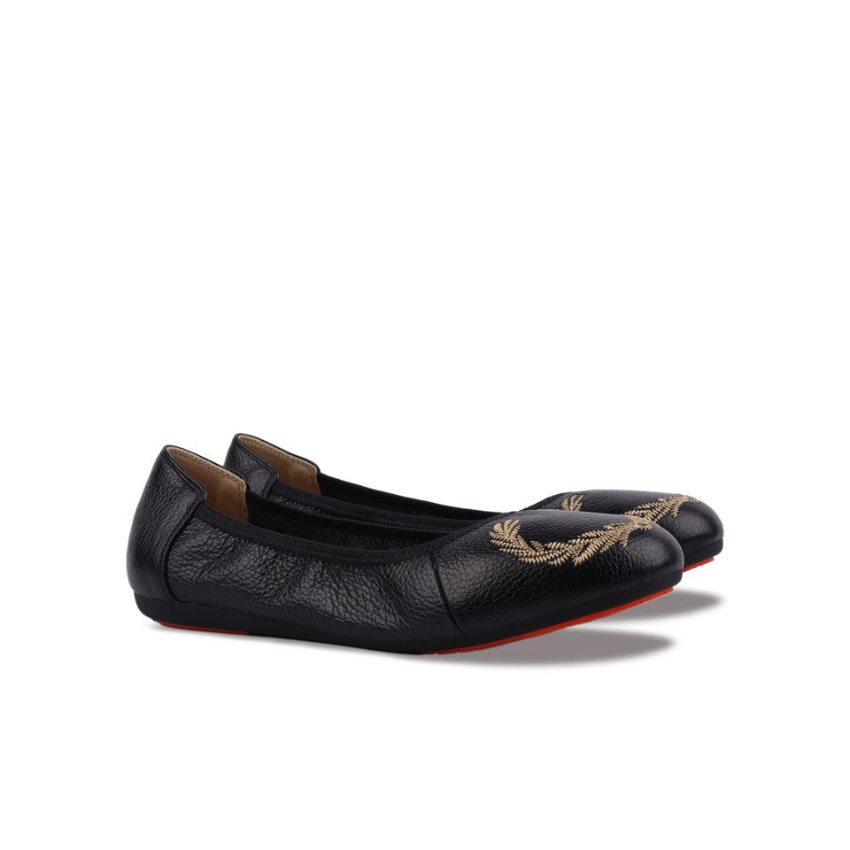 Giày Búp Bê Hạnh Dung Thêu Nguyệt Quế HD2221AX