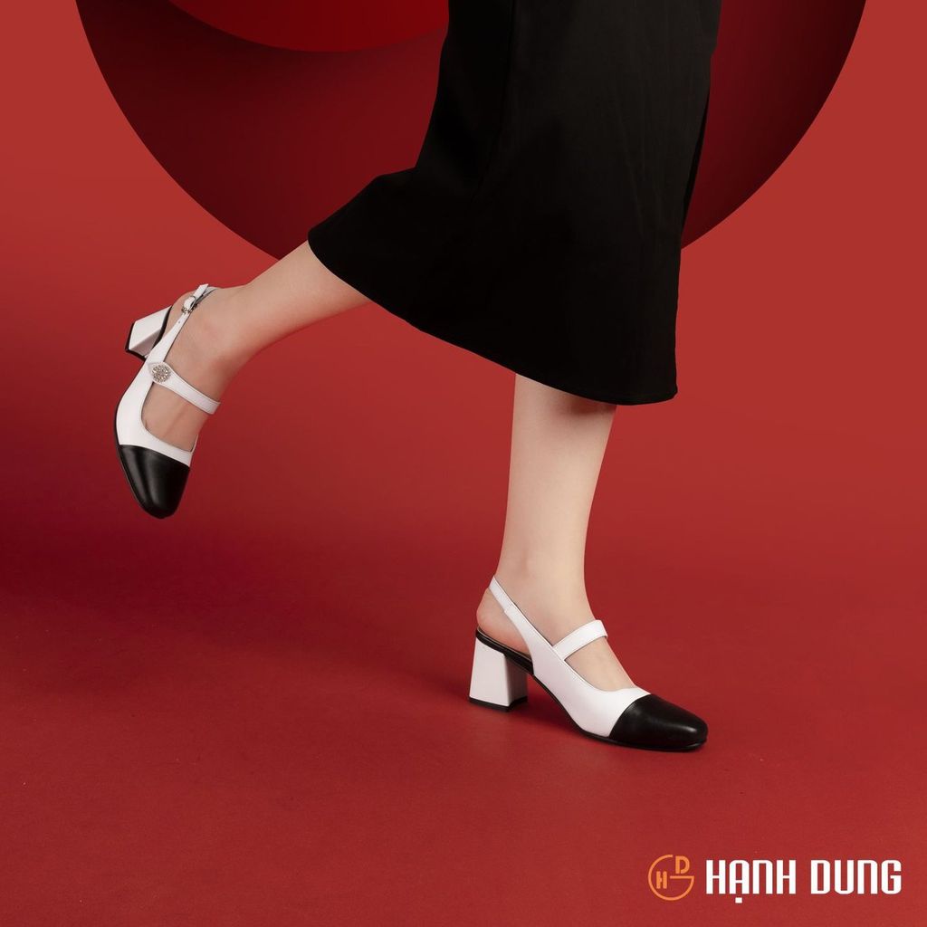Sandal Cao Gót Hạnh Dung Đế Vuông Phối Màu HD2533AG