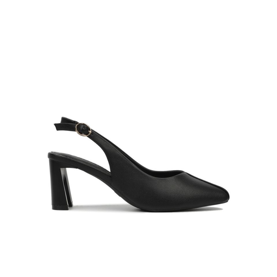 Sandal Cao Gót Hạnh Dung Bít Mũi Đắp Trơn HD27142BI