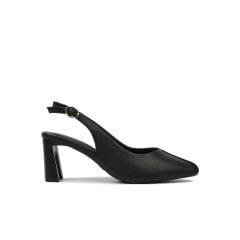 Sandal Cao Gót Hạnh Dung Bít Mũi Đắp Trơn HD27142BI