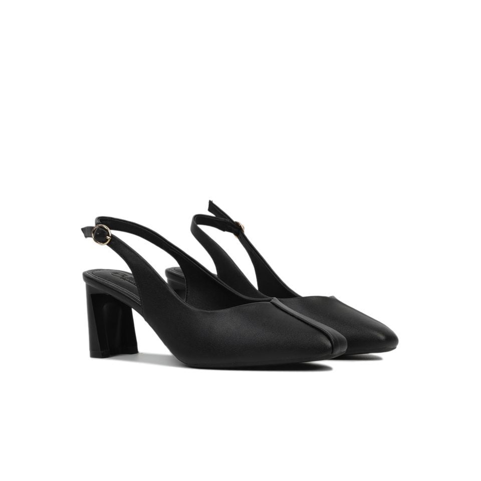 Sandal Cao Gót Hạnh Dung Bít Mũi Đắp Trơn HD27142BI