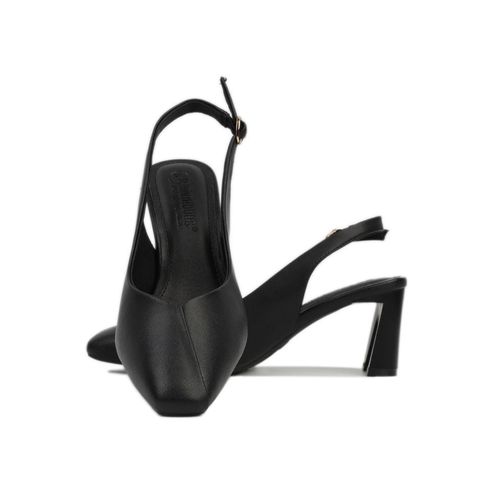 Sandal Cao Gót Hạnh Dung Bít Mũi Đắp Trơn HD27142BI